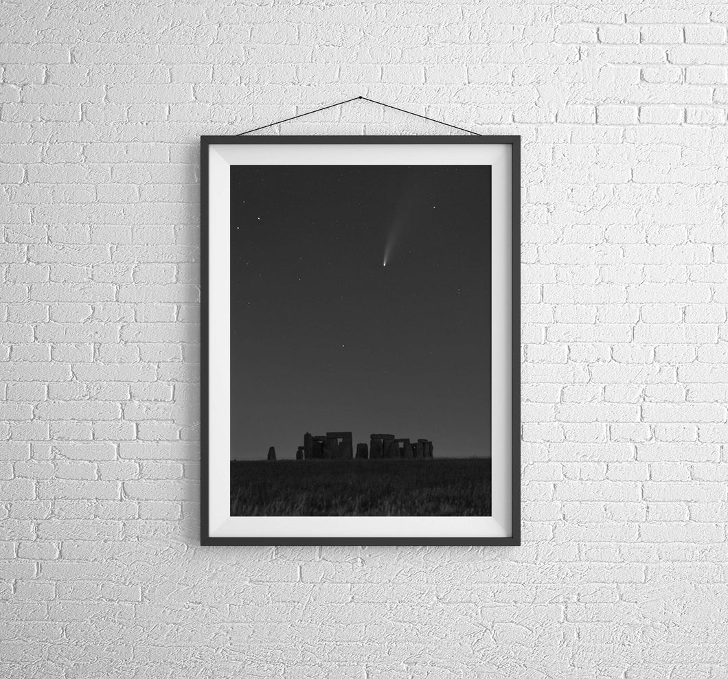 Black and White Sky Prints | Comet Neowise Pictures, Stonehenge art - Home Decor Gifts - Sebastien Coell Photography