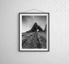 Load image into Gallery viewer, Black and White Print of Black Church Rock | North Devon Photography for Sale - Home Decor - Sebastien Coell Photography
