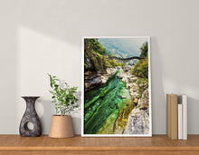 Load image into Gallery viewer, Switzerland art of Ponte dei Salti, Roman Bridge Prints for Sale, Mountain Photography Home Decor Gifts - SCoellPhotography
