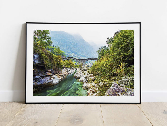 Swiss art Print of Ponte dei Salti, Roman Bridge wall art, Mountain Photography Home Decor Gifts - SCoellPhotography