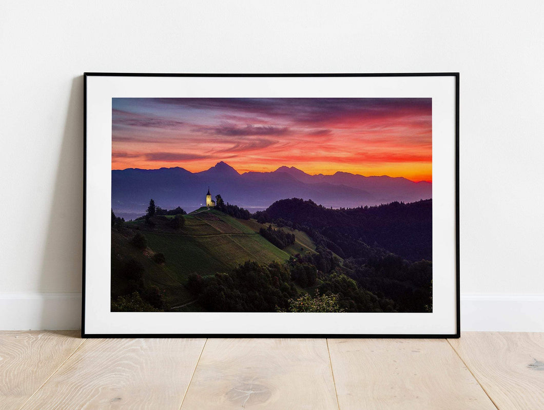 Mountain Photography of Jamnik Church | Slovenia art for Sale - Home Decor Gifts - Sebastien Coell Photography