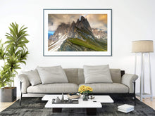 Load image into Gallery viewer, Dolomites art of Seceda | Mountain Photography For Sale, Northern Italy Home Decor - Sebastien Coell Photography
