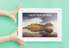 Load image into Gallery viewer, Iceland Poster Print of The Vestrahorn, Mountain Illustration art for Sale, Stokksnes Landscape Photography Home Decor Gifts - SCoellPhotography
