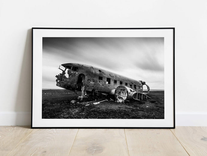Scandinavian Print of Iceland's US Navy DC plane crash, Sólheimasandur beach prints - Sebastien Coell Photography
