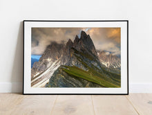 Load image into Gallery viewer, Dolomites art of Seceda | Mountain Photography For Sale, Northern Italy Home Decor - Sebastien Coell Photography
