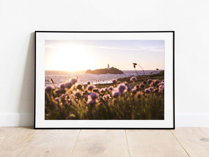 Cornish art | Godrevy Lighthouse Prints, Wildflower Seascape Photography - Home Decor - Sebastien Coell Photography